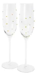 Conjunto de 4 taças de champagne com esferas douradas