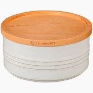 Pote Com Tampa de Madeira - 220ml - Branco