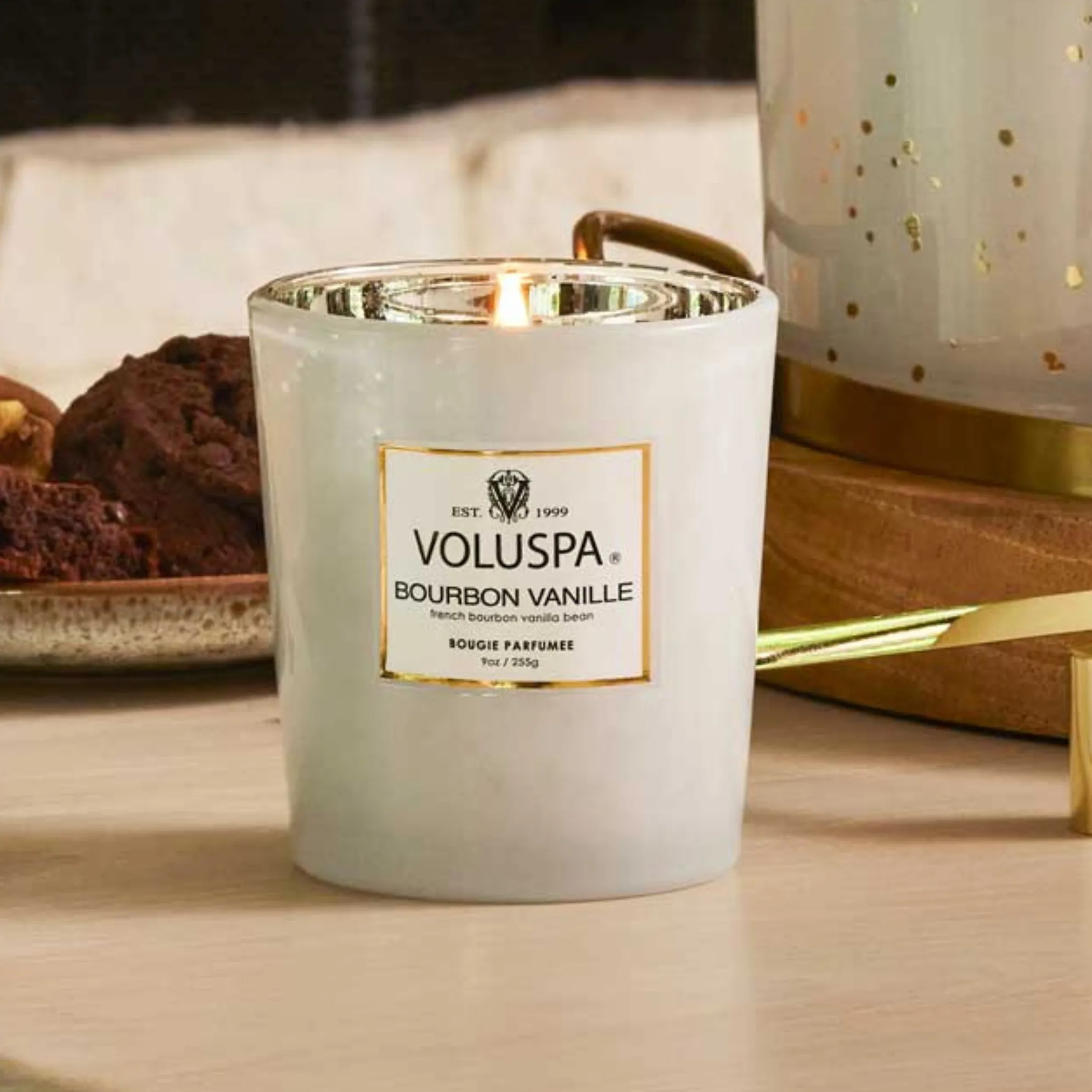 Vela copo vidro 60H - Bourbon Vanille