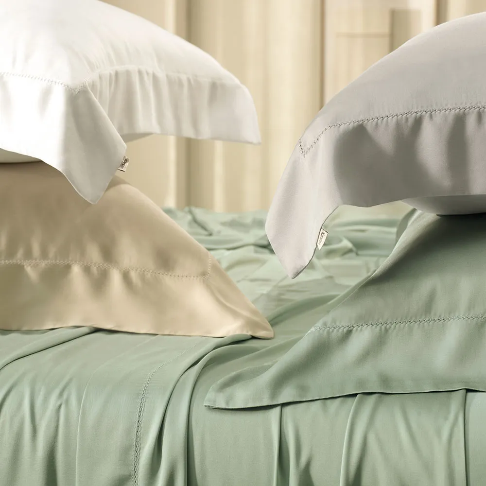 Jogo de cama 4 peças cetim bambu queen - Branco