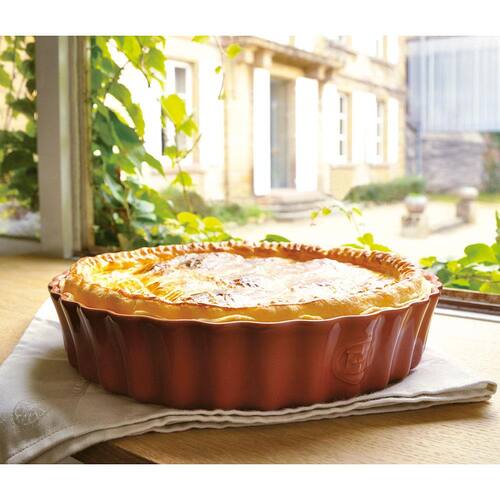 Travessa Redonda Canelada Emile Henry em Cerâmica - bege
