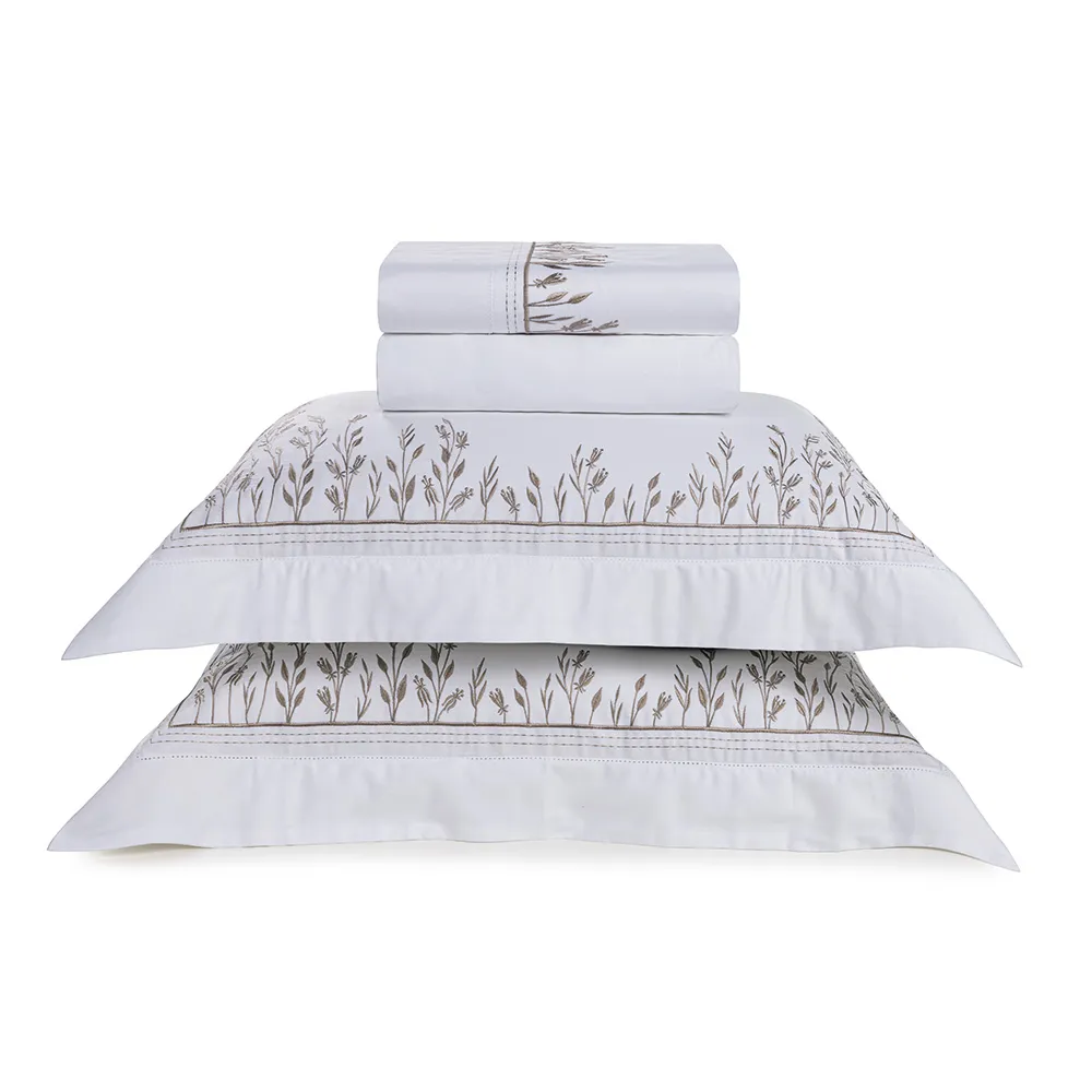 Colcha com Porta Travesseiros king 300 Fios 100% Algodão Flora - 3 pçs