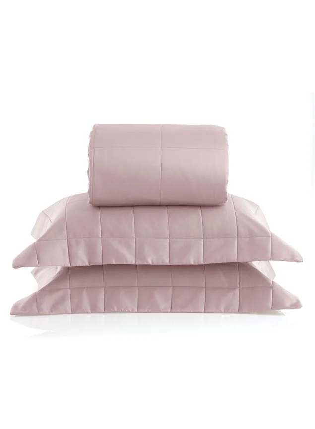 Colcha solteiro 300 fios - Square rosa