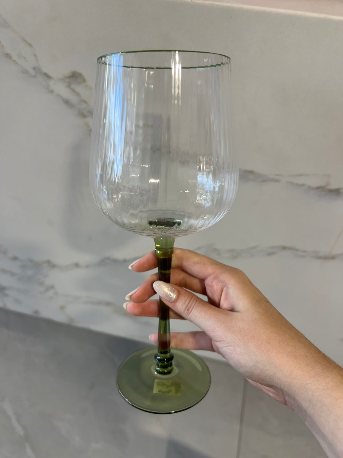 Kit 4 pçs taça de vinho tinto - vidro com verde