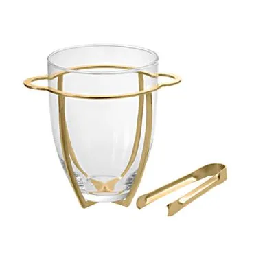 Balde de gelo com pinça - banho de ouro