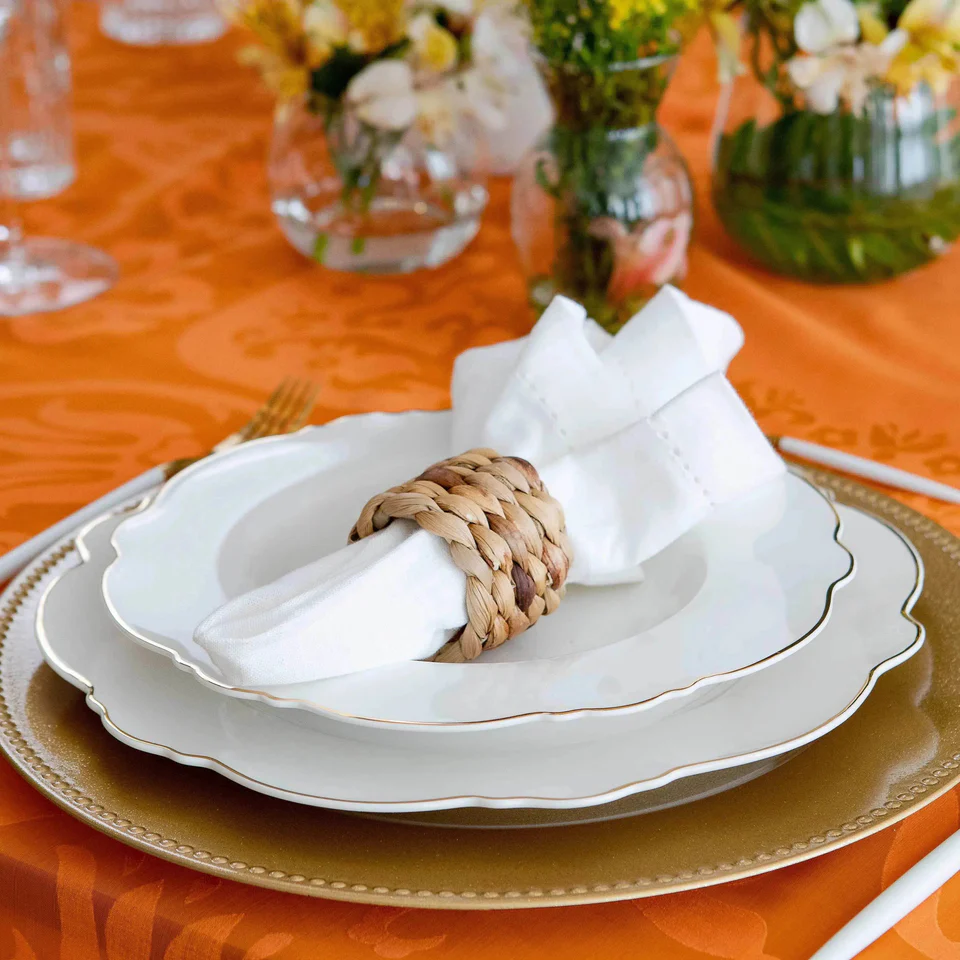 Kit prato raso porcelana Maldivas - borda dourada