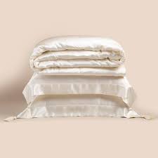 Colcha - 3 pçs - king - 100% seda - Creme