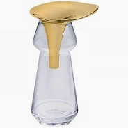 Vaso vidro com inox dourado - P