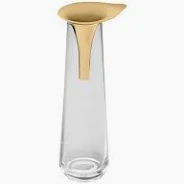 Vaso vidro com inox dourado - M
